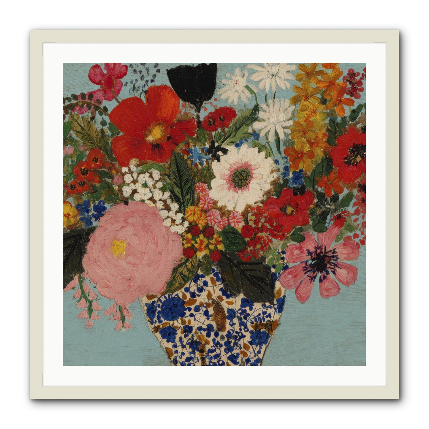 Tea Time Interrupted -- Framed Print - White 30x30