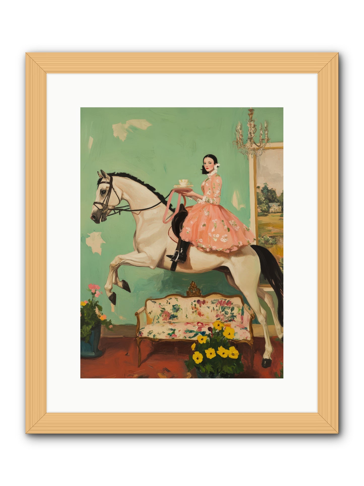 Tea Time Takes WingREZ -- Framed Print - Natural 12x16