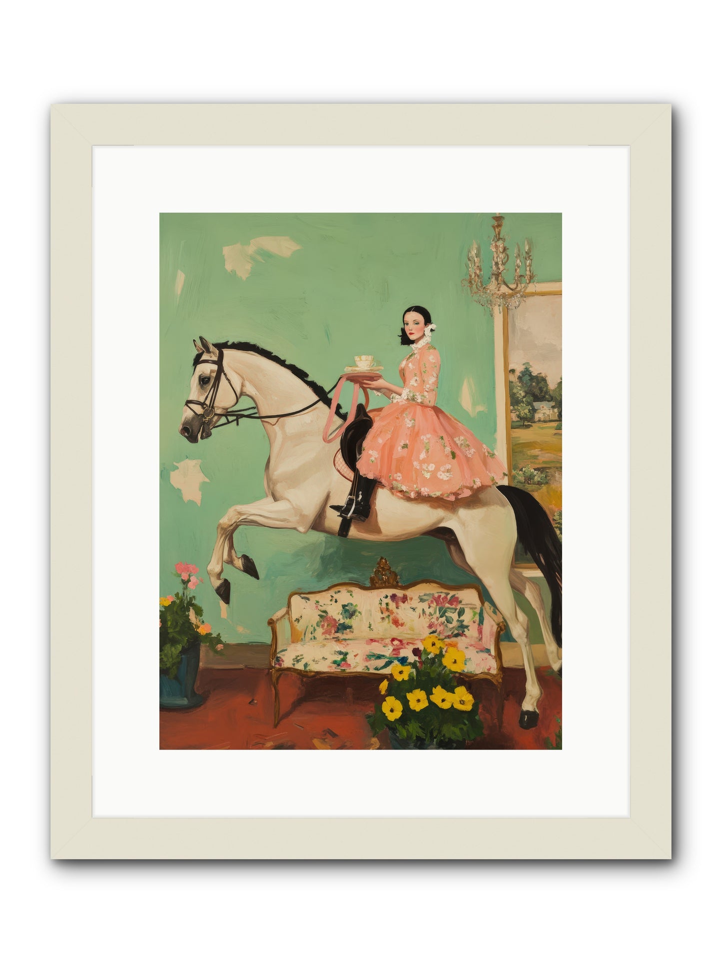 Tea Time Takes WingREZ -- Framed Print - White 12x16
