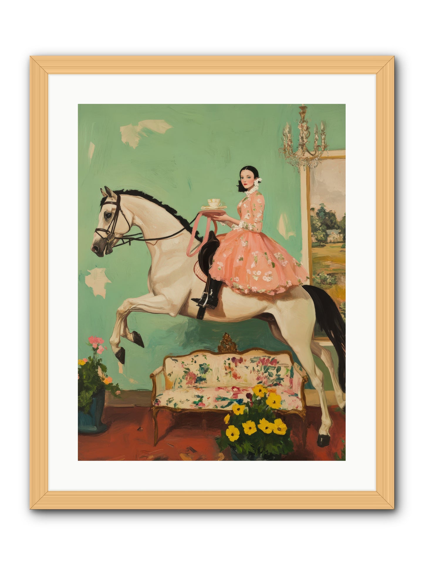 Tea Time Takes WingREZ -- Framed Print - Natural 18x24