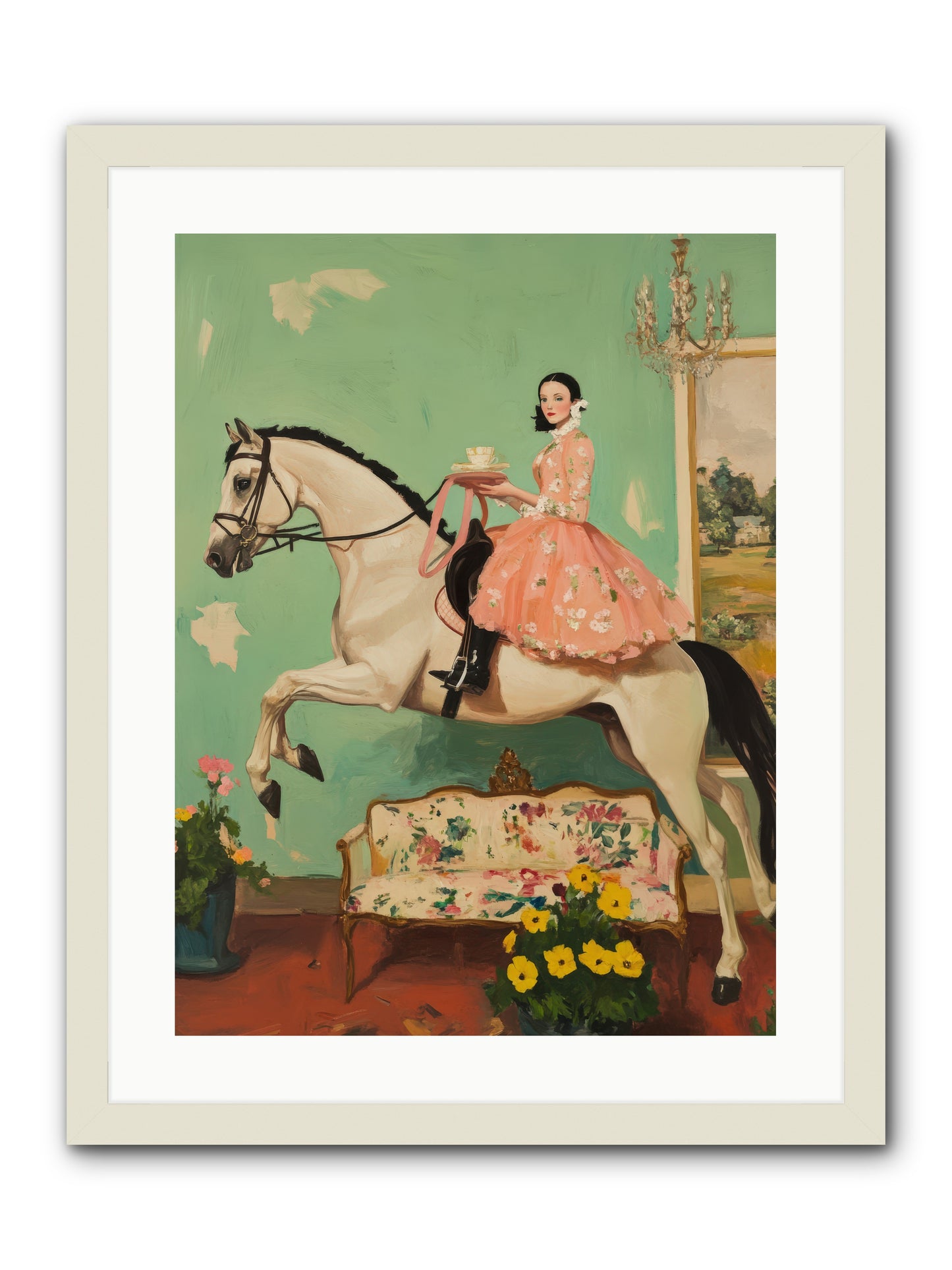 Tea Time Takes WingREZ -- Framed Print - White 18x24