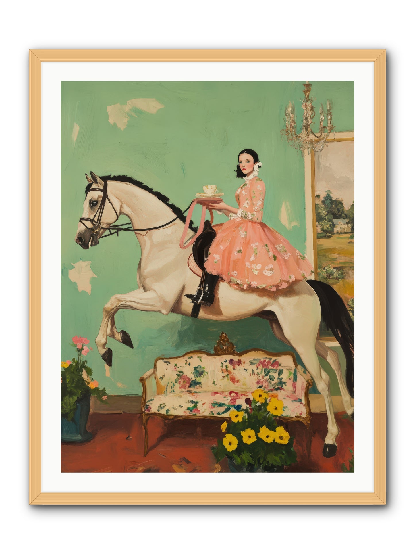 Tea Time Takes WingREZ -- Framed Print - Natural 30x40