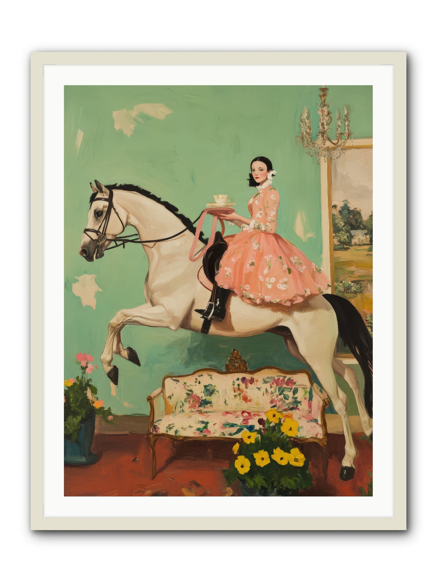 Tea Time Takes WingREZ -- Framed Print - White 30x40