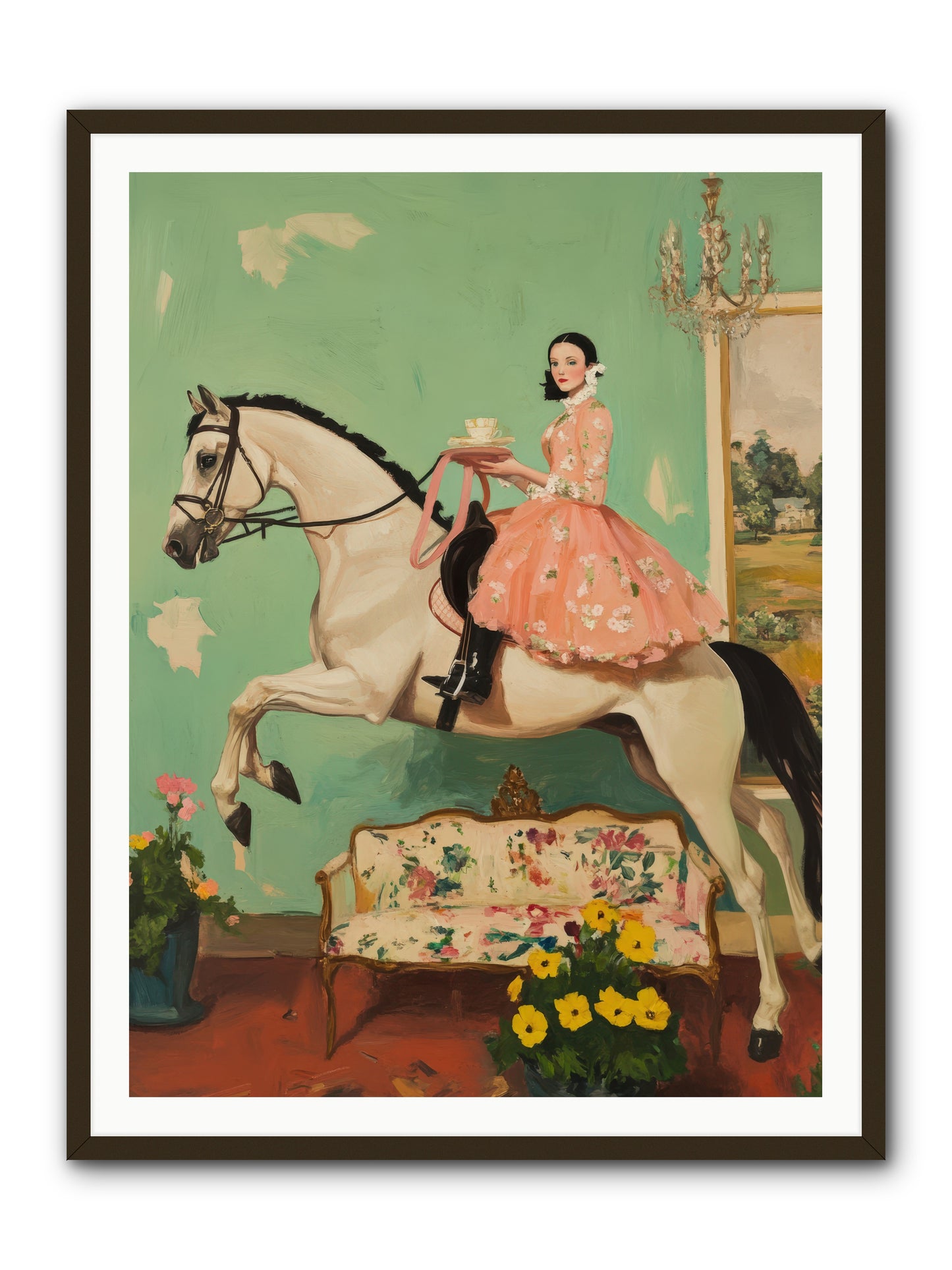 Tea Time Takes WingREZ -- Framed Print - Black 36x48