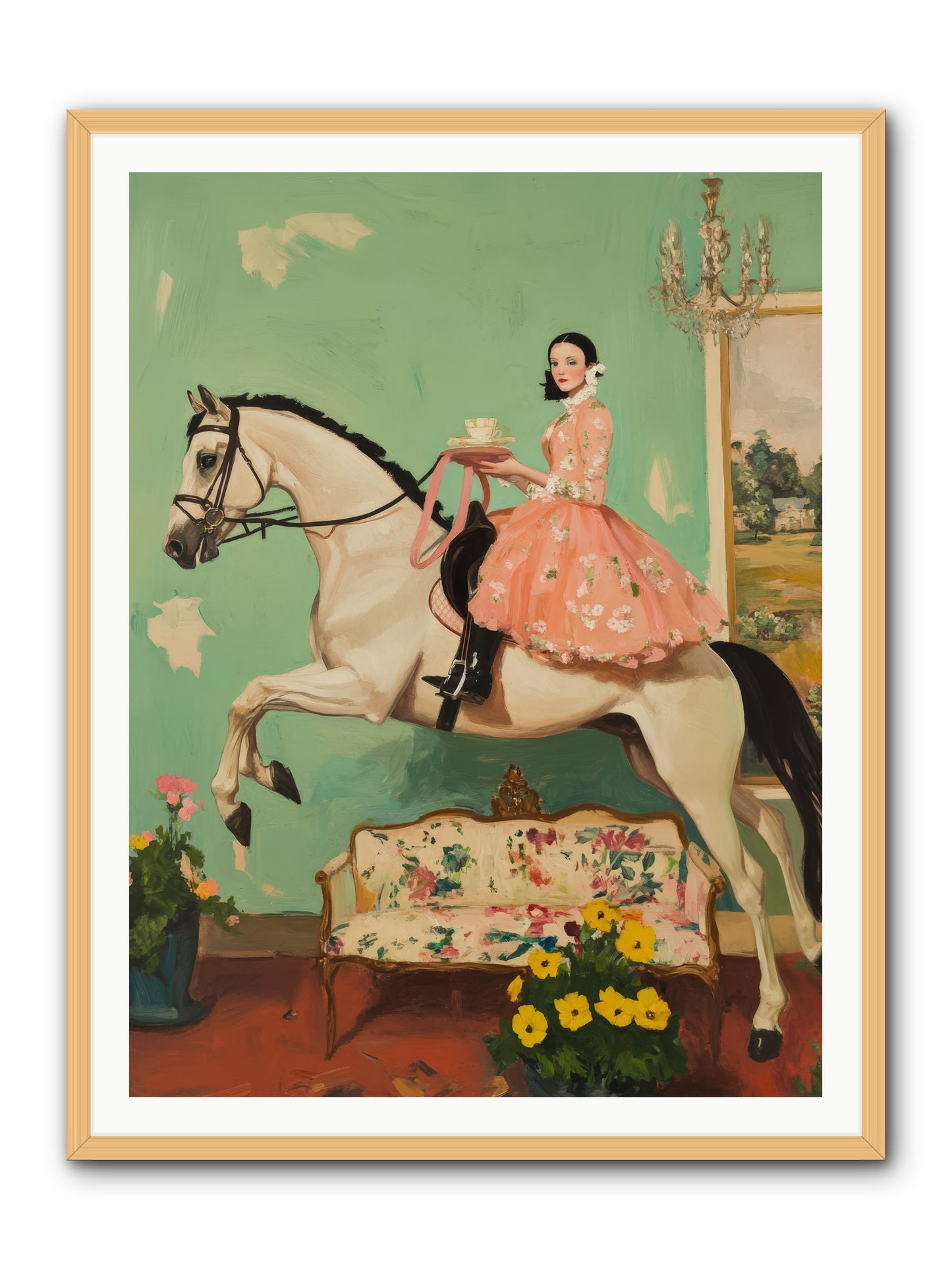 Tea Time Takes WingREZ -- Framed Print - Natural 36x48