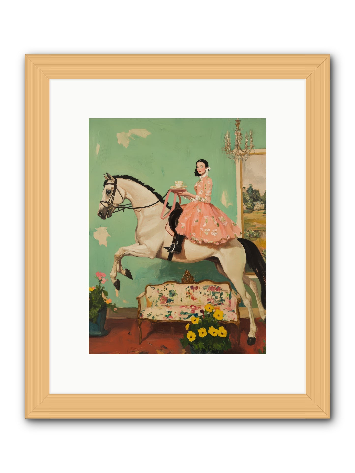 Tea Time Takes WingREZ -- Framed Print - Natural 9x12