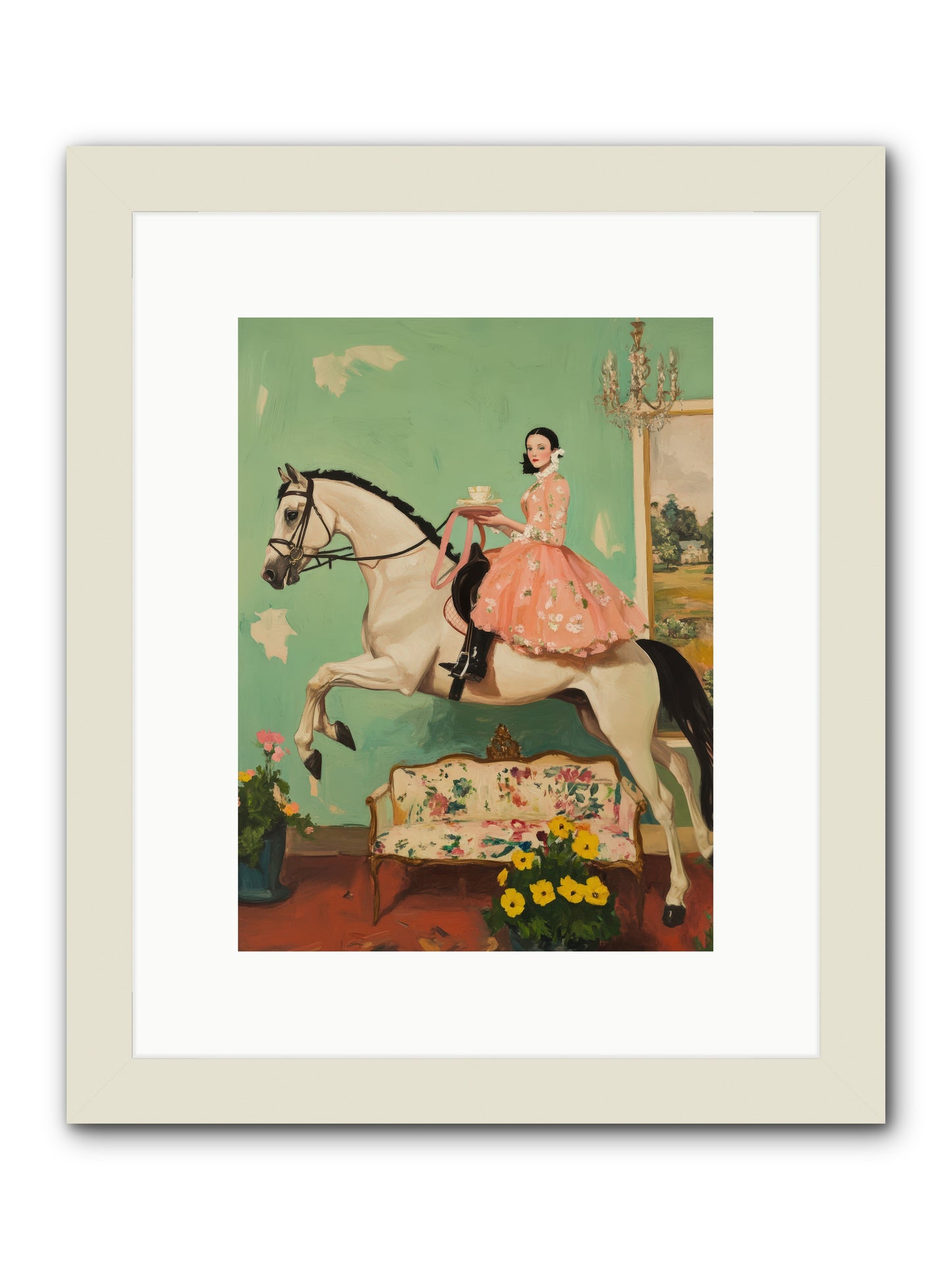 Tea Time Takes WingREZ -- Framed Print - White 9x12