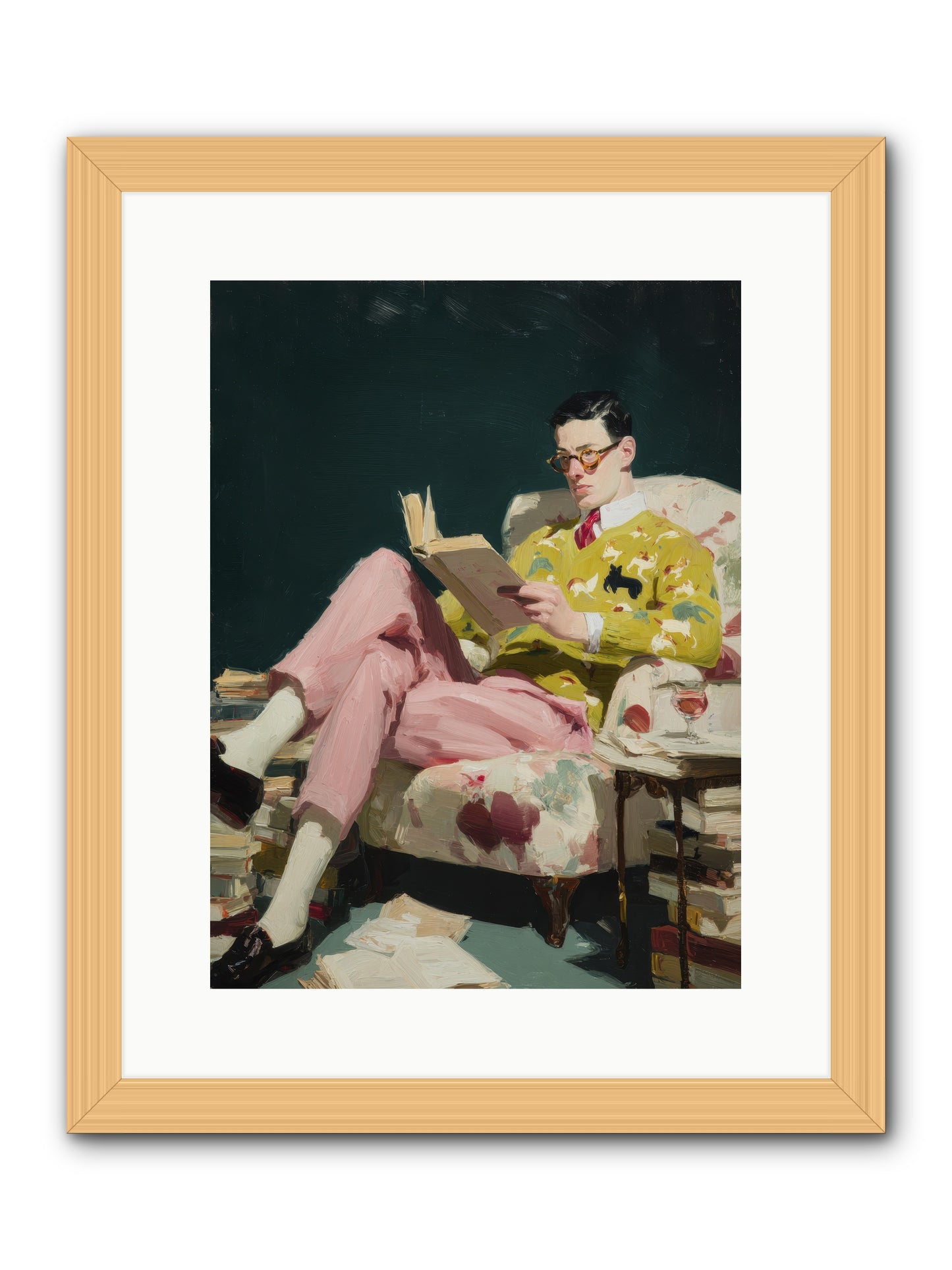 Tea with the Former Heiress -- Framed Print - Natural 12x16