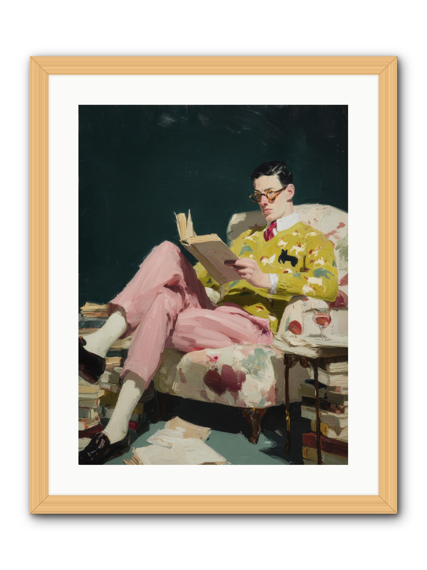 Tea with the Former Heiress -- Framed Print - Natural 18x24