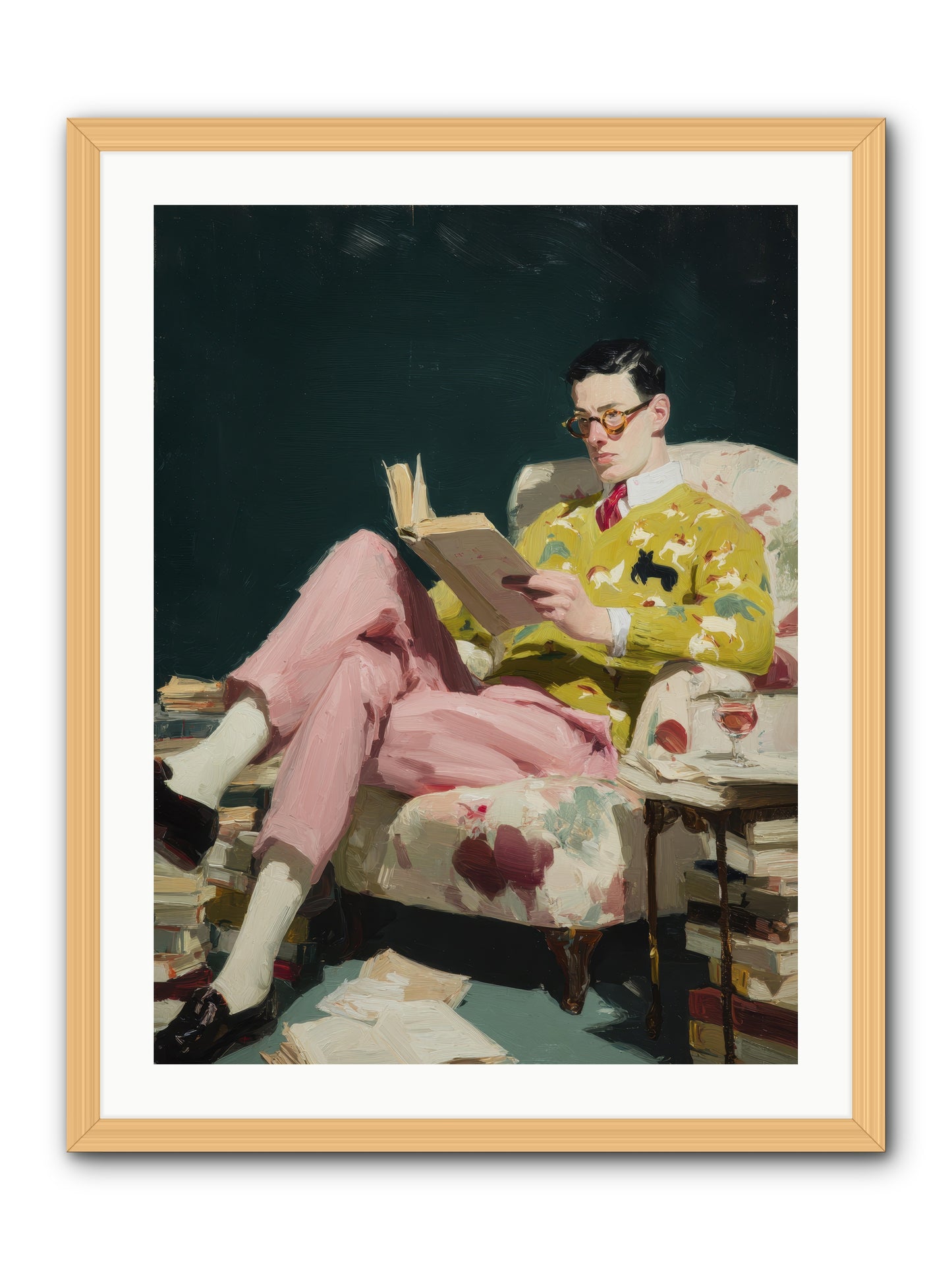 Tea with the Former Heiress -- Framed Print - Natural 24x32