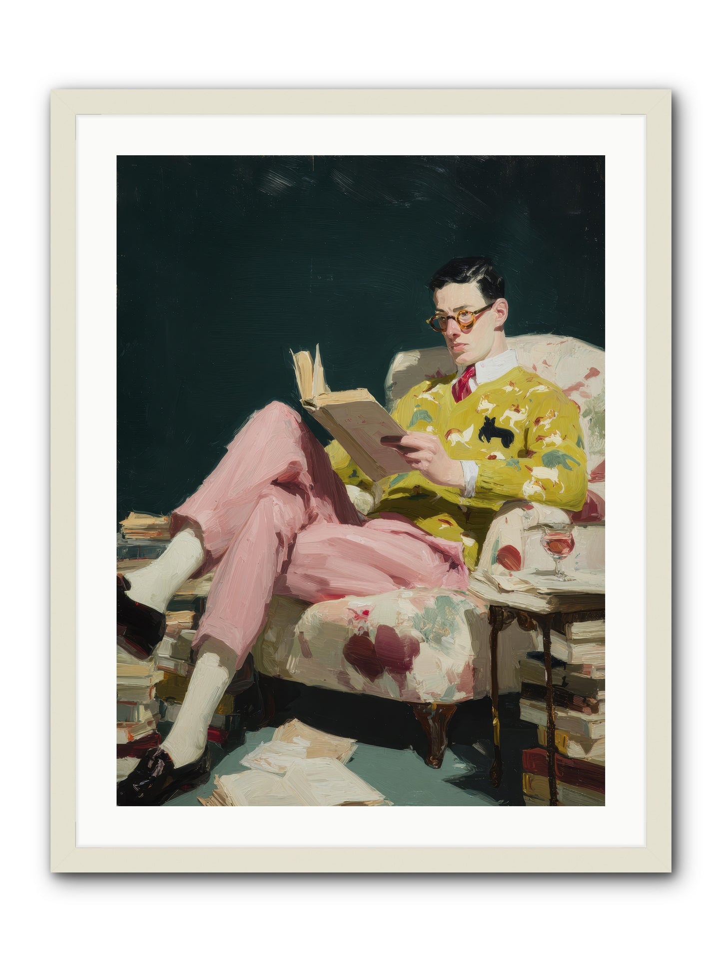 Tea with the Former Heiress -- Framed Print - White 24x32