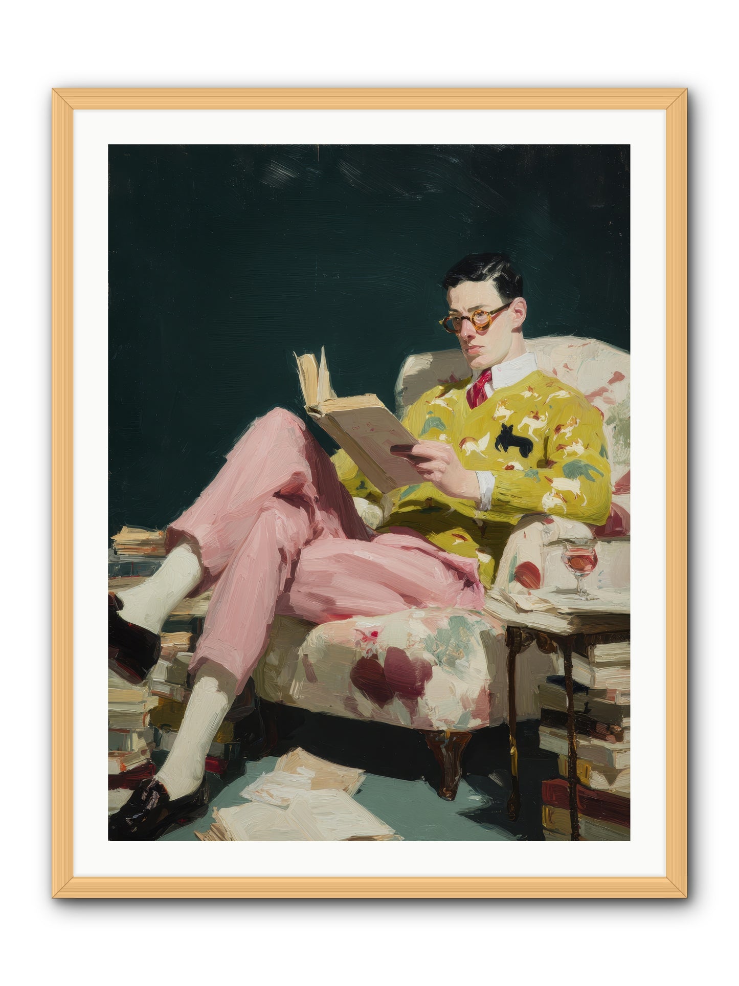 Tea with the Former Heiress -- Framed Print - Natural 30x40