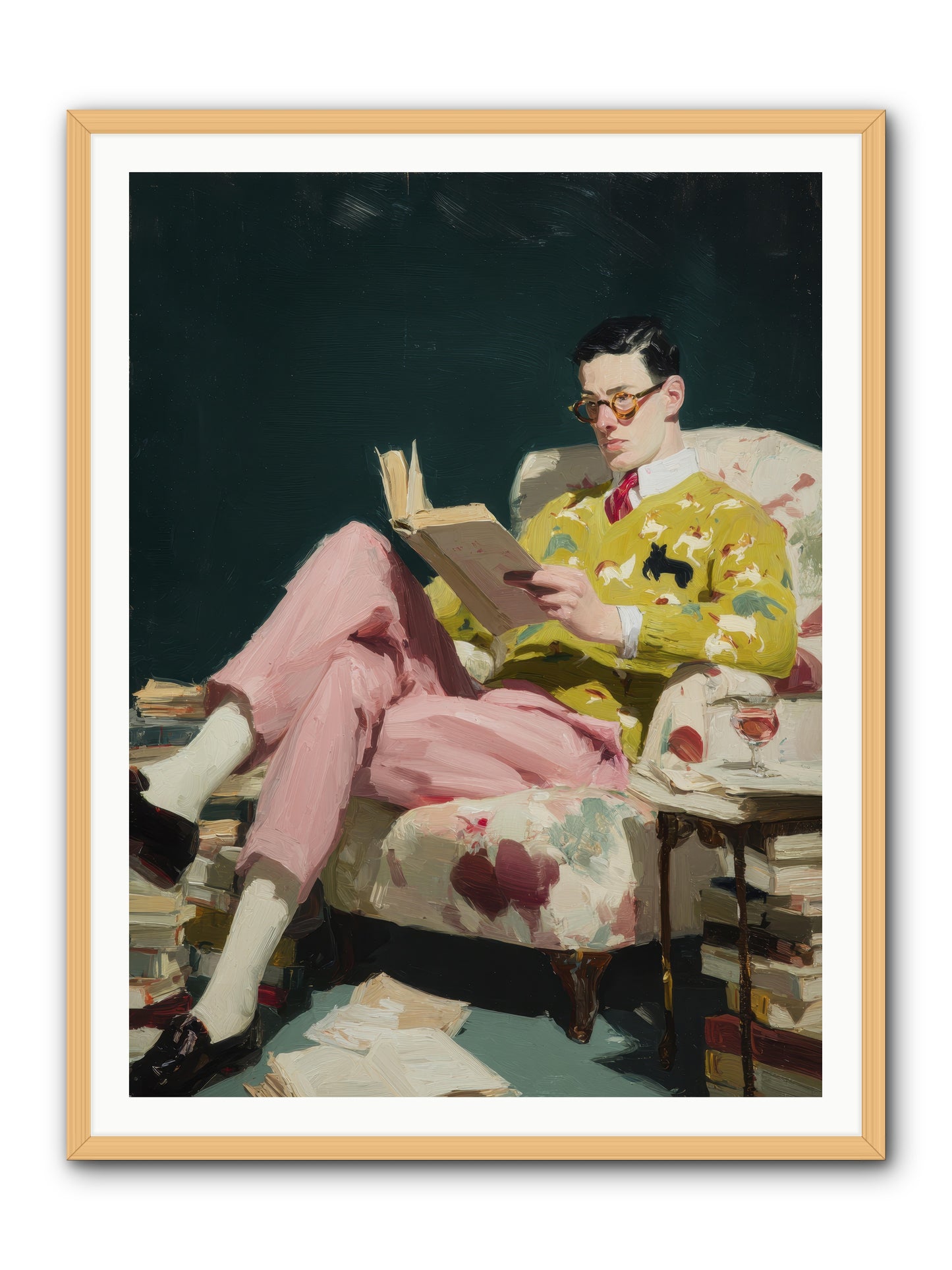 Tea with the Former Heiress -- Framed Print - Natural 36x48