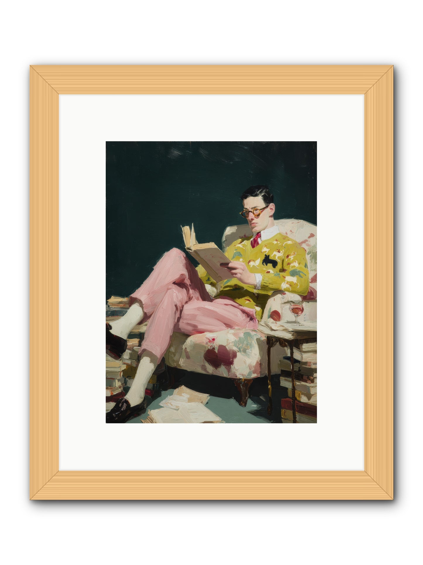 Tea with the Former Heiress -- Framed Print - Natural 9x12