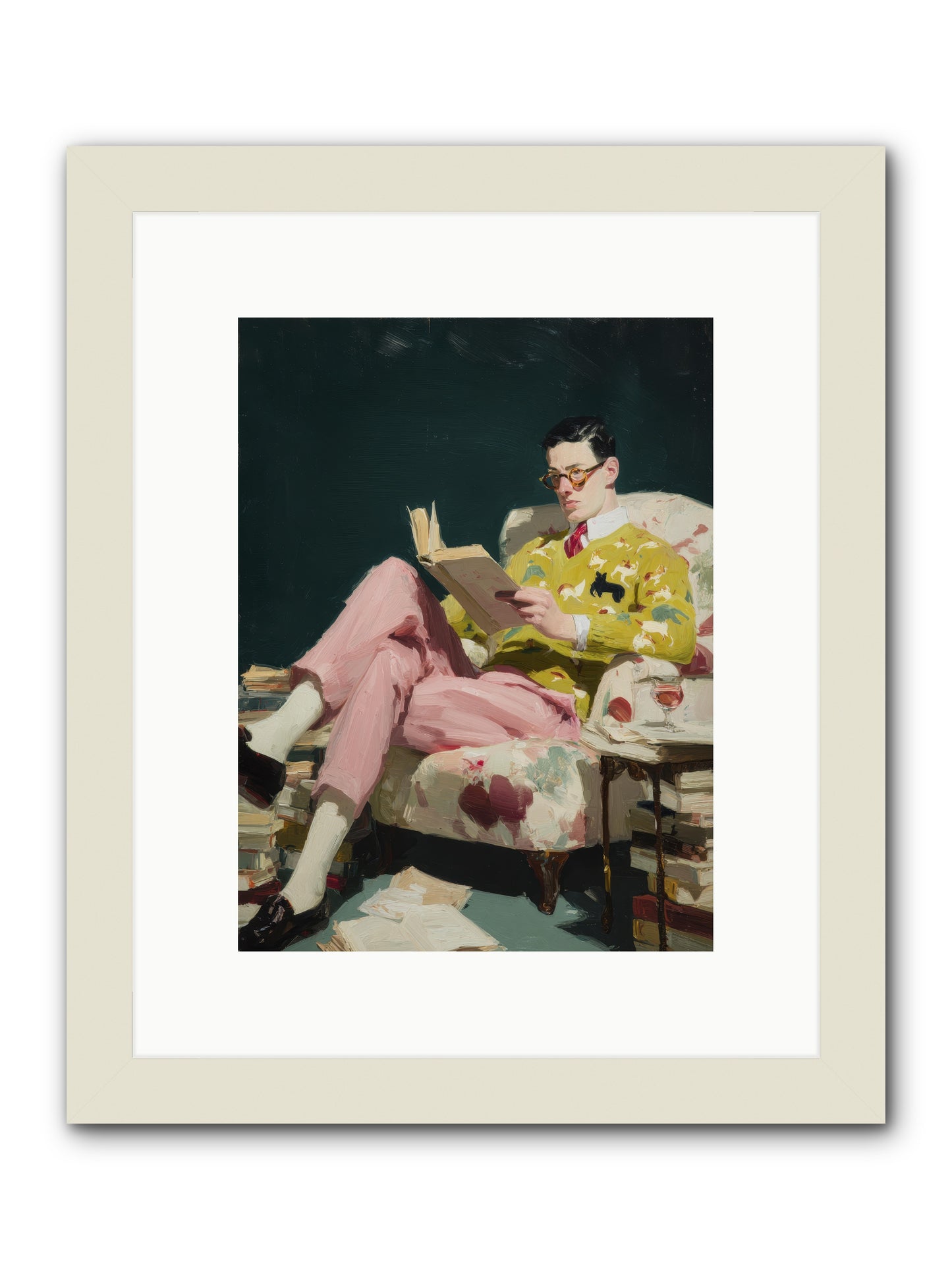 Tea with the Former Heiress -- Framed Print - White 9x12