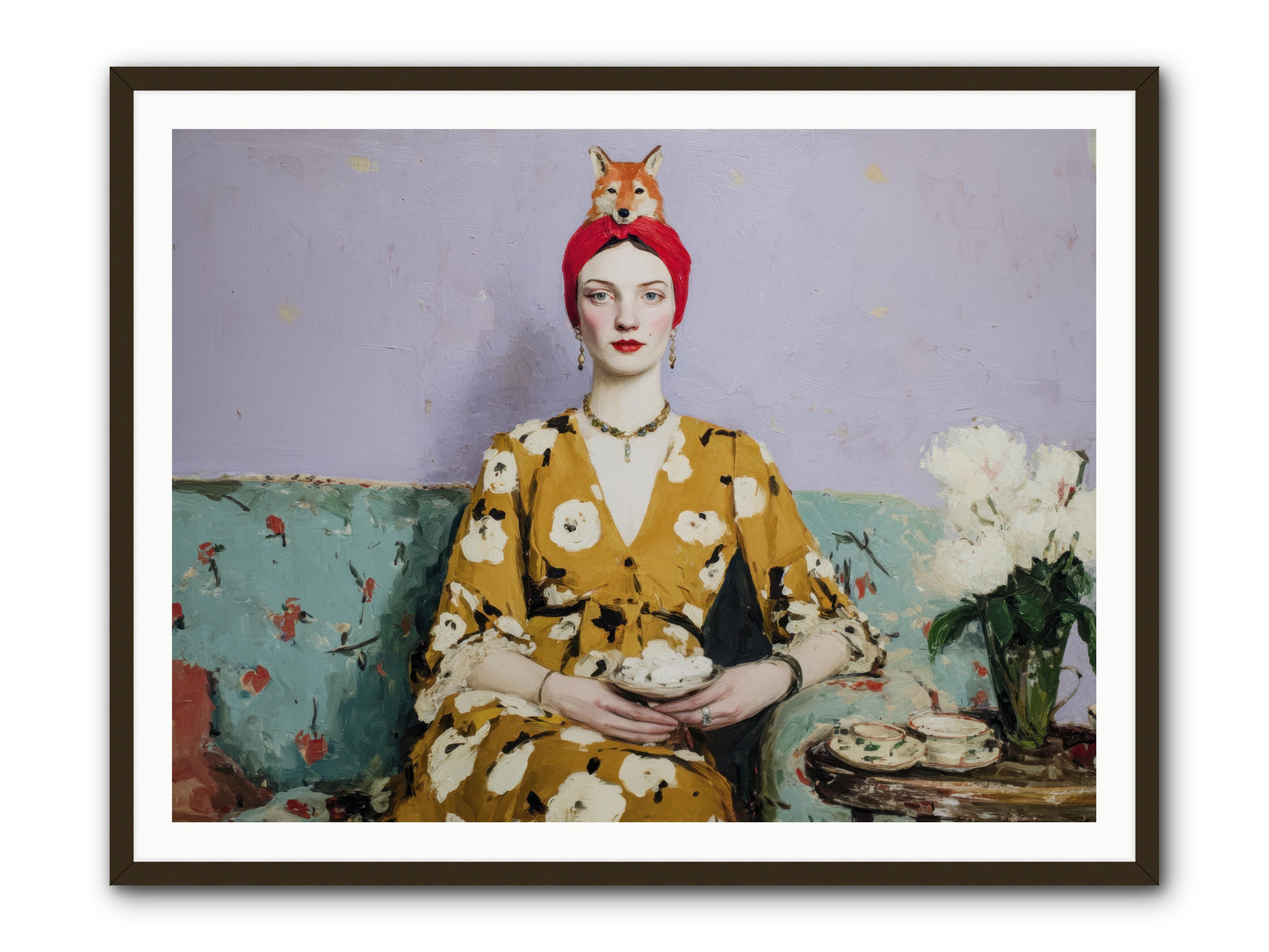 Tea with the Fox -- Framed Print - Black 48x36