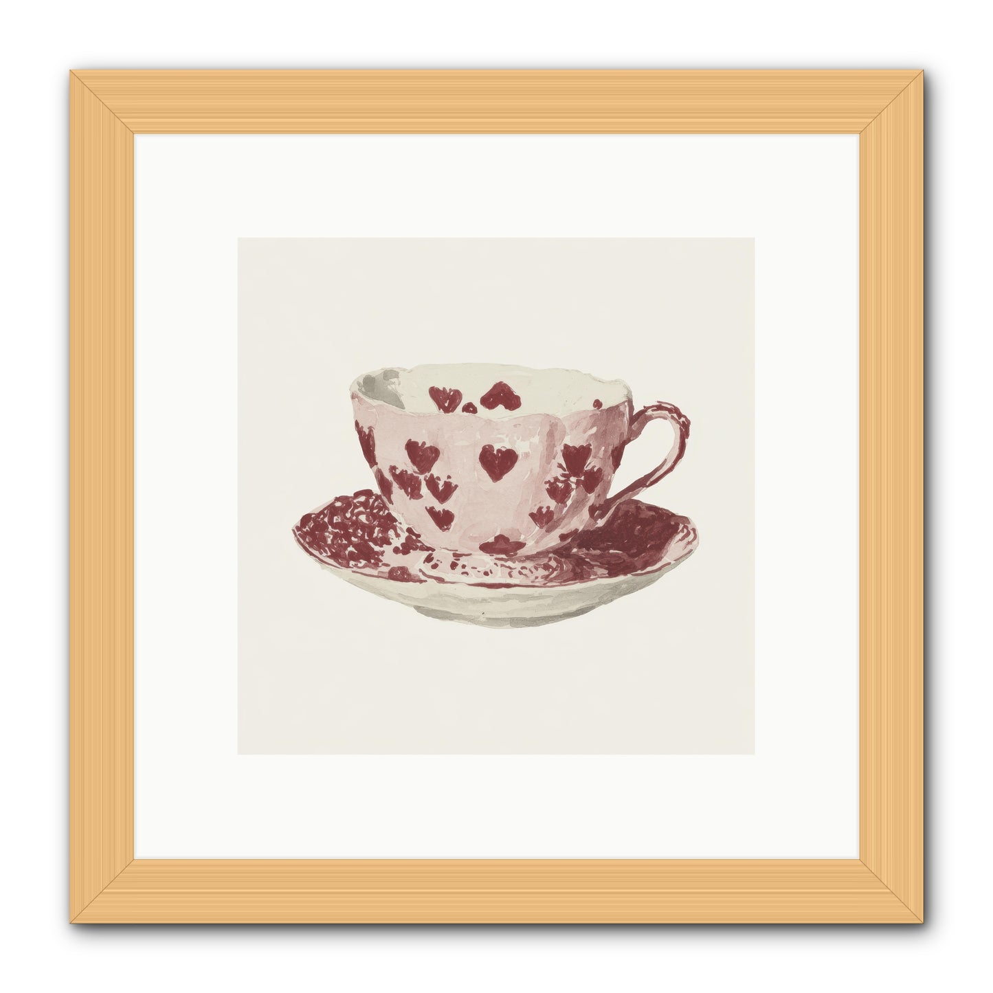 Teacups Kept Our Names -- Framed Print - Natural 10x10