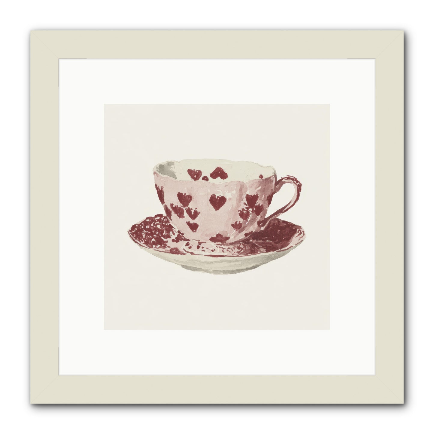 Teacups Kept Our Names -- Framed Print - White 10x10