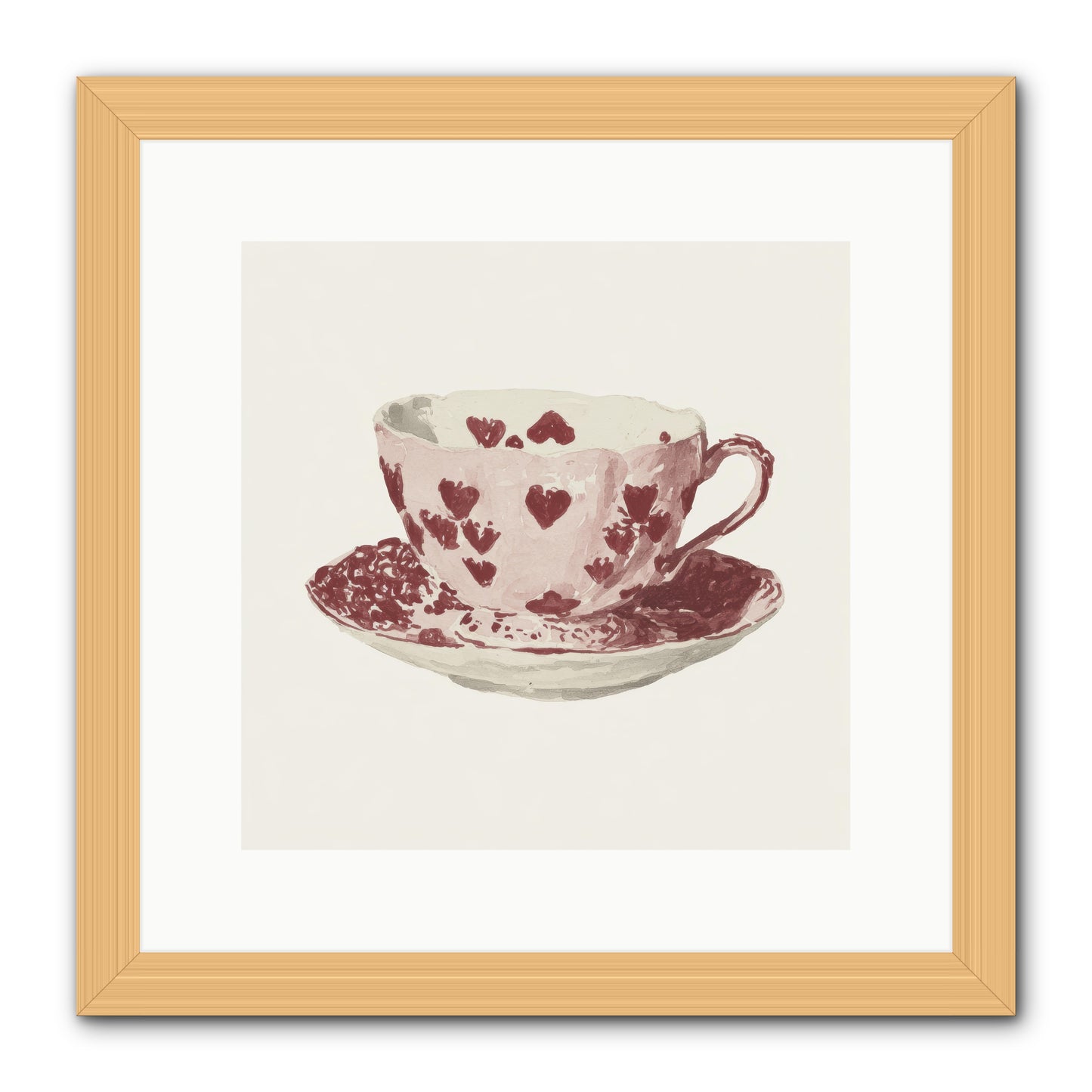 Teacups Kept Our Names -- Framed Print - Natural 12x12