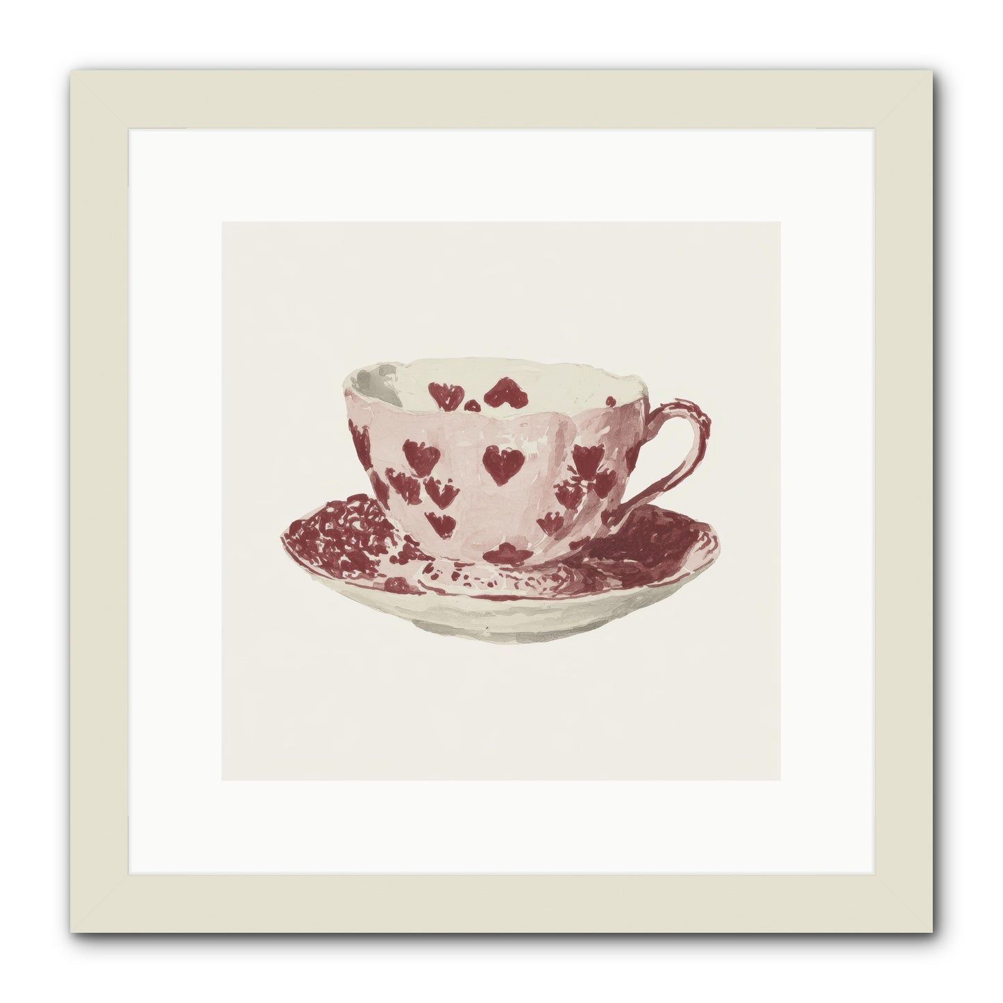 Teacups Kept Our Names -- Framed Print - White 12x12