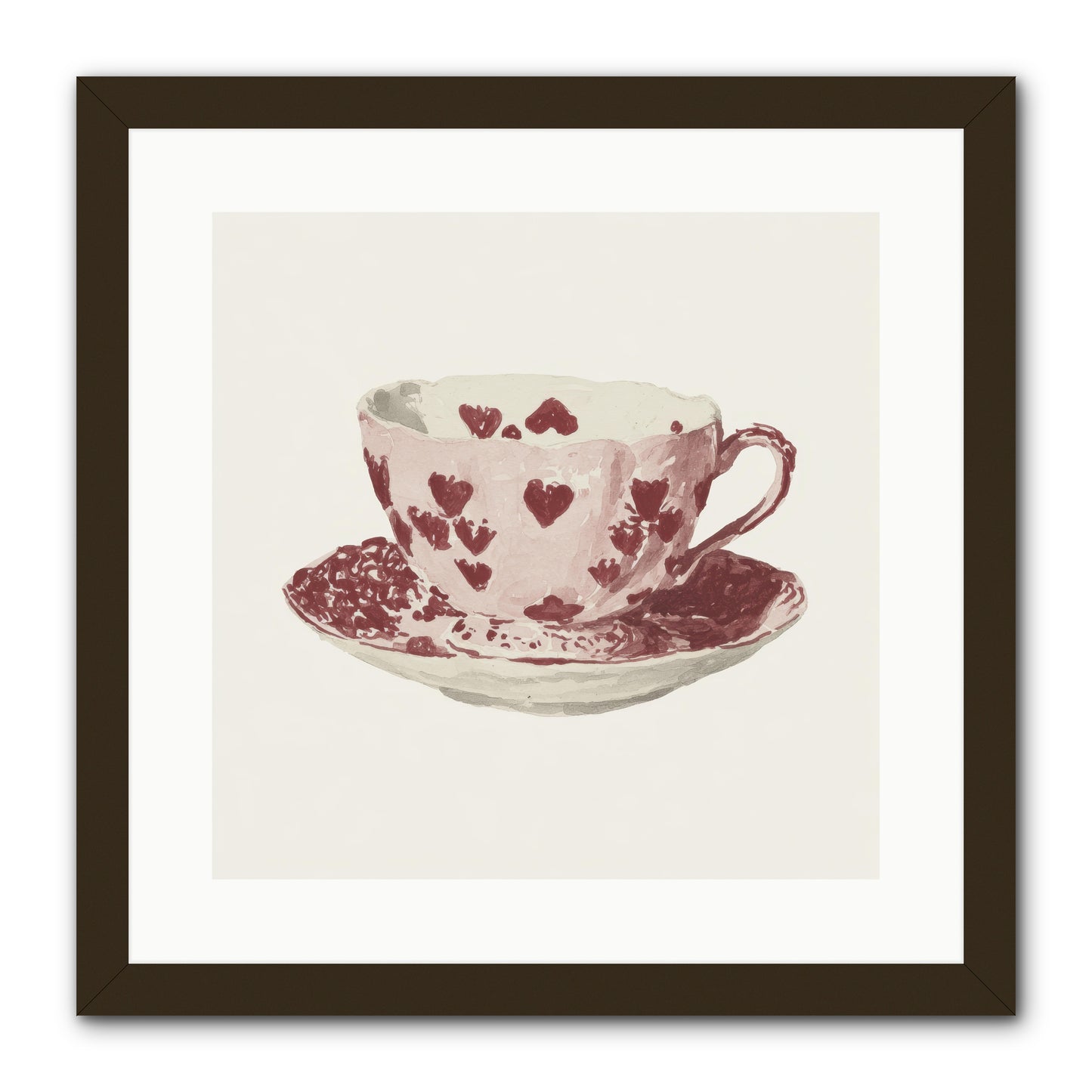 Teacups Kept Our Names -- Framed Print - Black 16x16