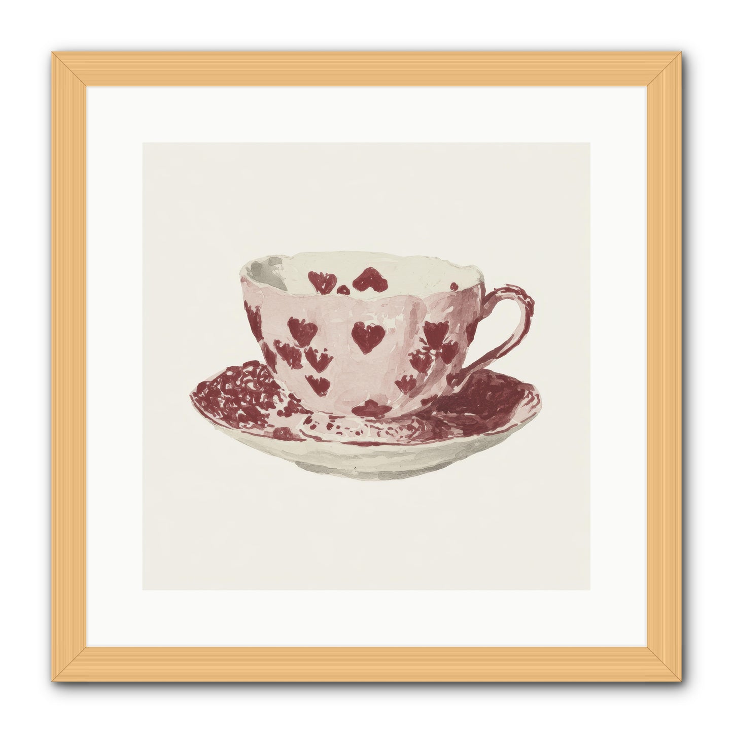 Teacups Kept Our Names -- Framed Print - Natural 16x16