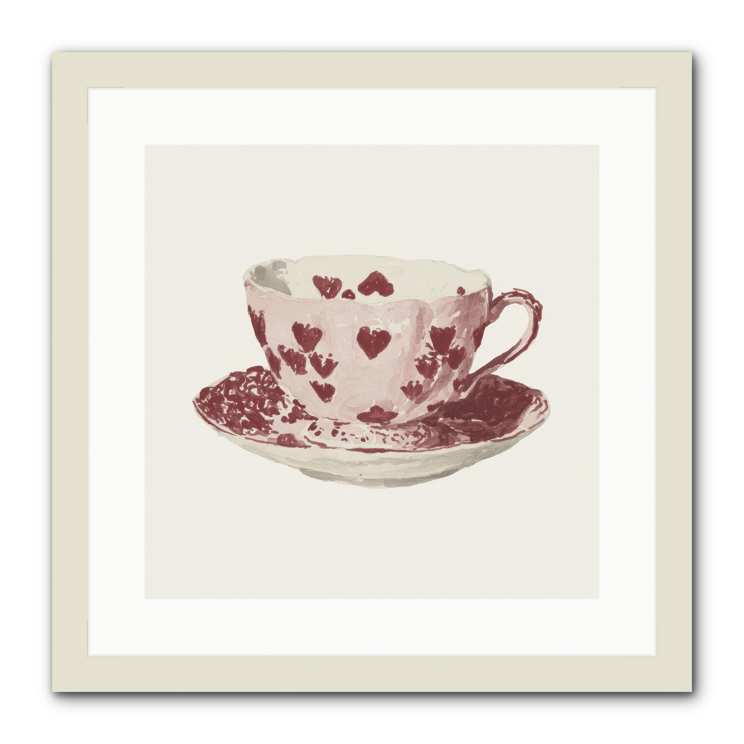 Teacups Kept Our Names -- Framed Print - White 16x16