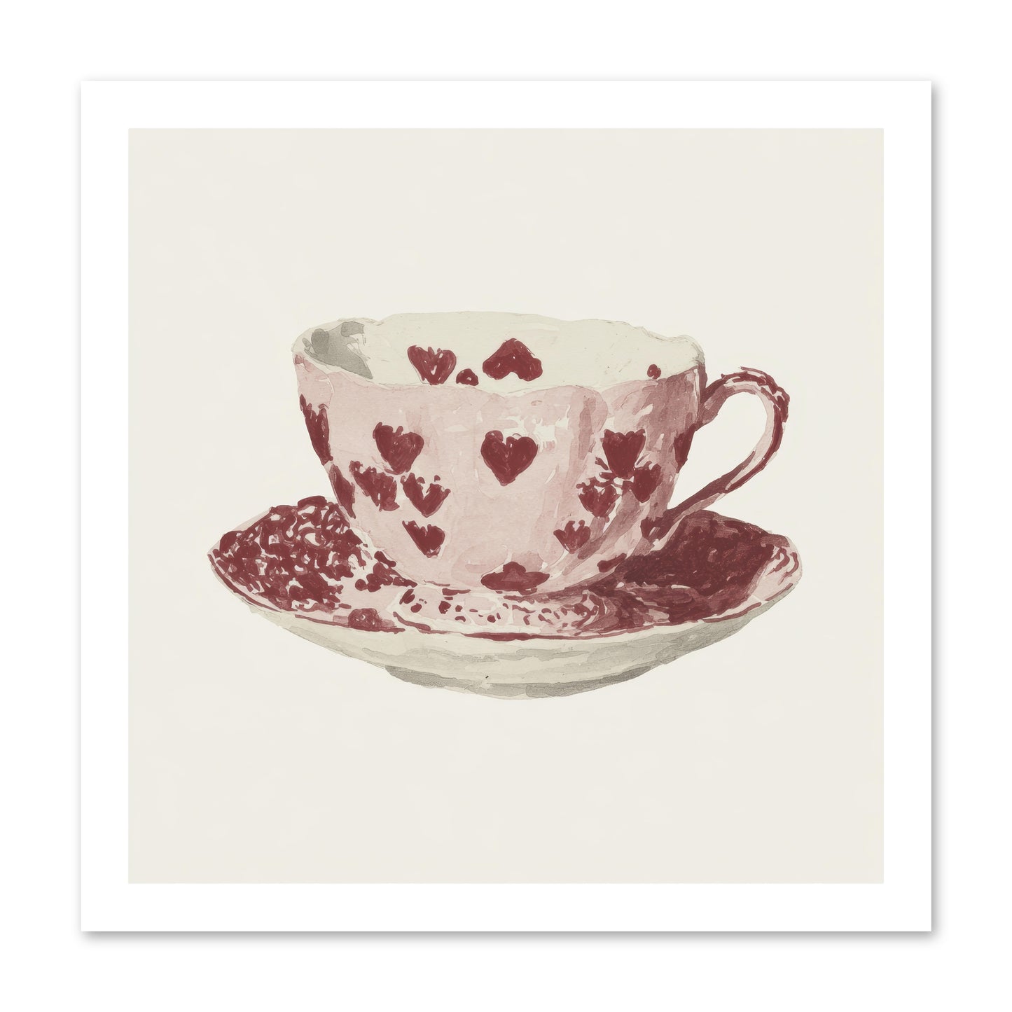 Teacups Kept Our Names -- Loose Canvas Print 16x16
