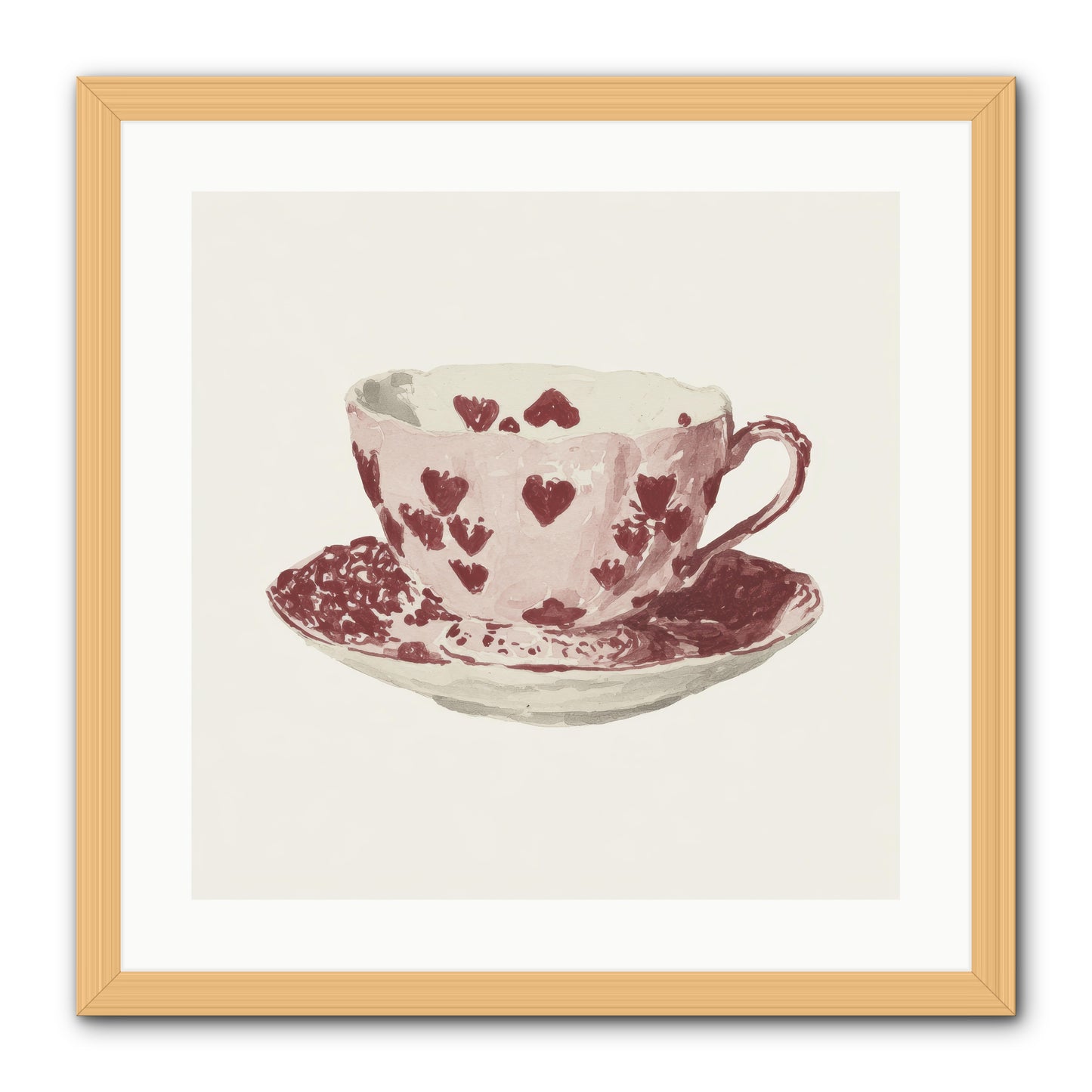Teacups Kept Our Names -- Framed Print - Natural 20x20