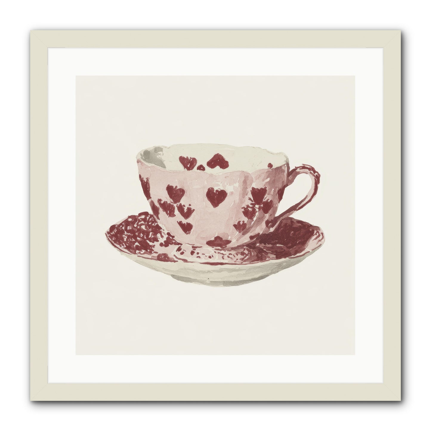 Teacups Kept Our Names -- Framed Print - White 20x20
