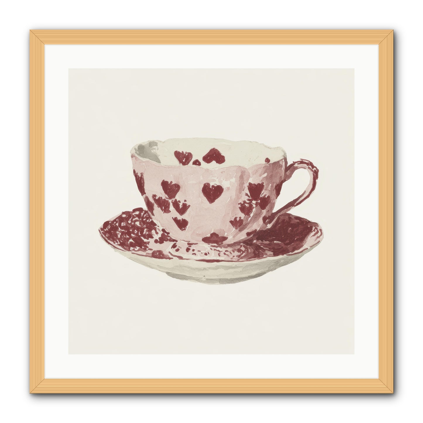 Teacups Kept Our Names -- Framed Print - Natural 24x24