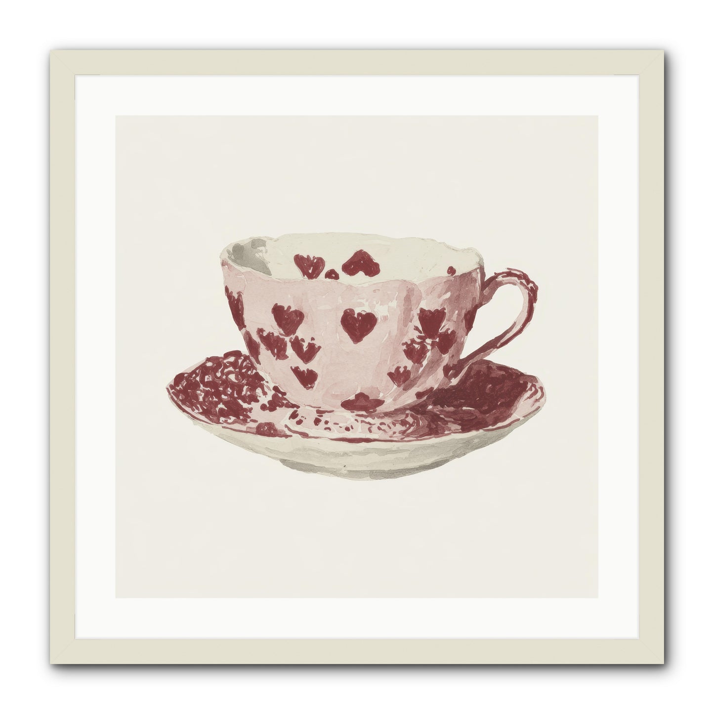 Teacups Kept Our Names -- Framed Print - White 24x24