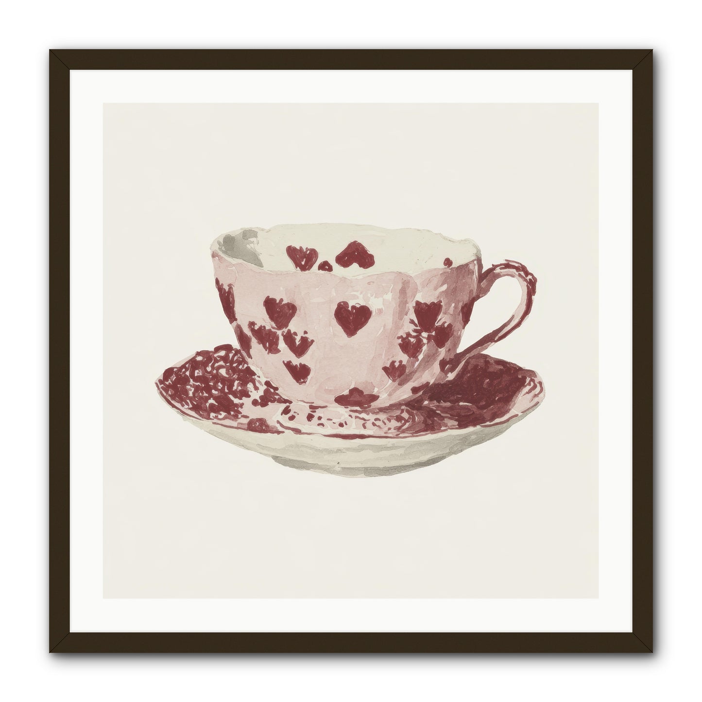 Teacups Kept Our Names -- Framed Print - Black 30x30