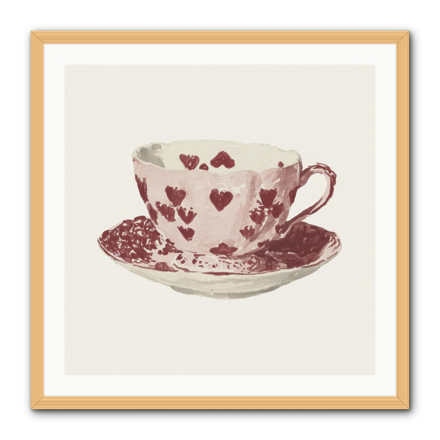 Teacups Kept Our Names -- Framed Print - Natural 30x30