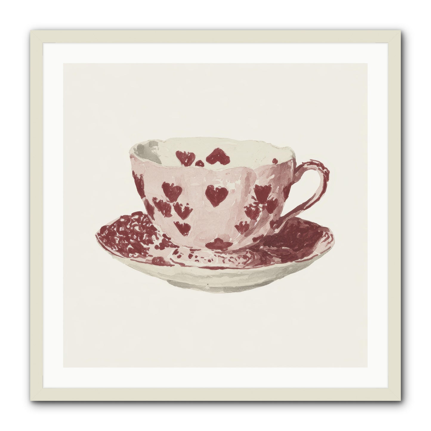 Teacups Kept Our Names -- Framed Print - White 30x30