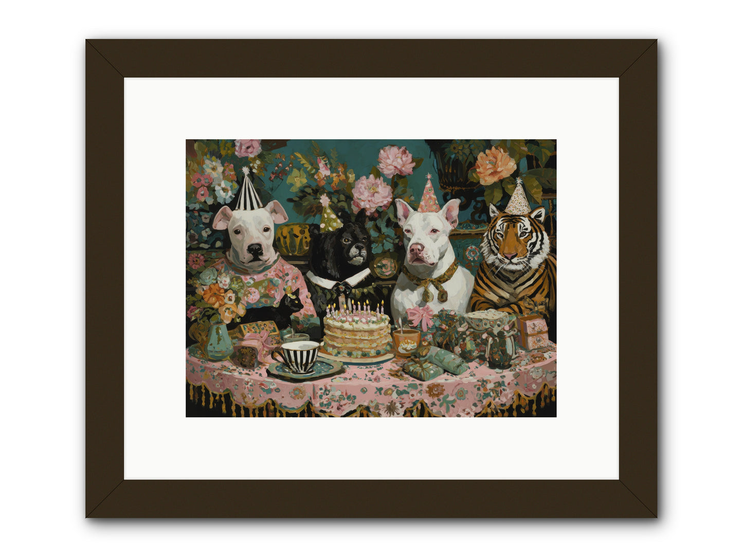 Teatime Revelry -- Framed Print - Black 12x9
