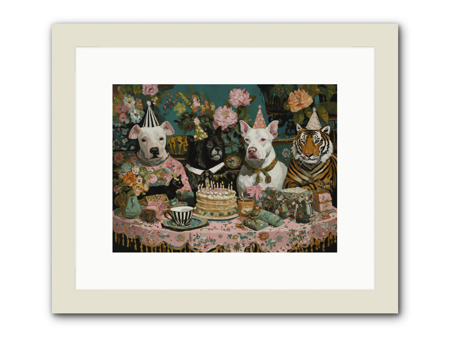 Teatime Revelry -- Framed Print - White 12x9
