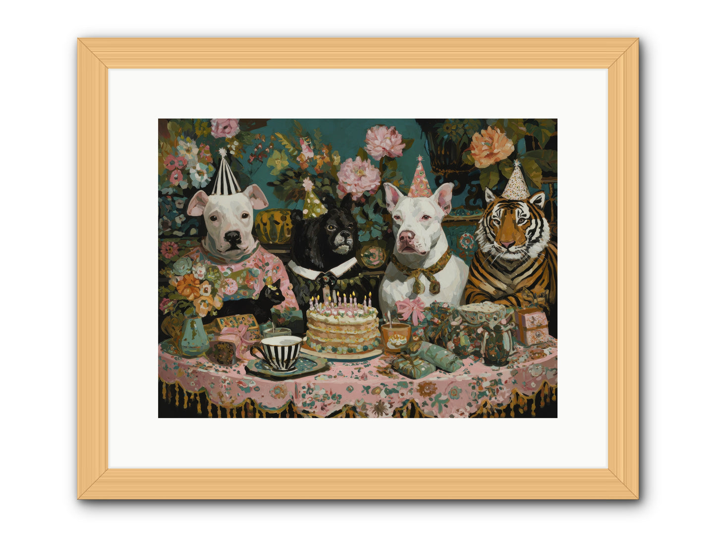 Teatime Revelry -- Framed Print - Natural 16x12