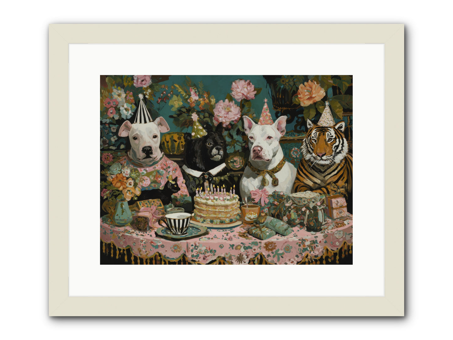 Teatime Revelry -- Framed Print - White 16x12
