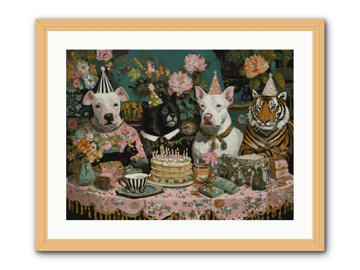 Teatime Revelry -- Framed Print - Natural 24x18