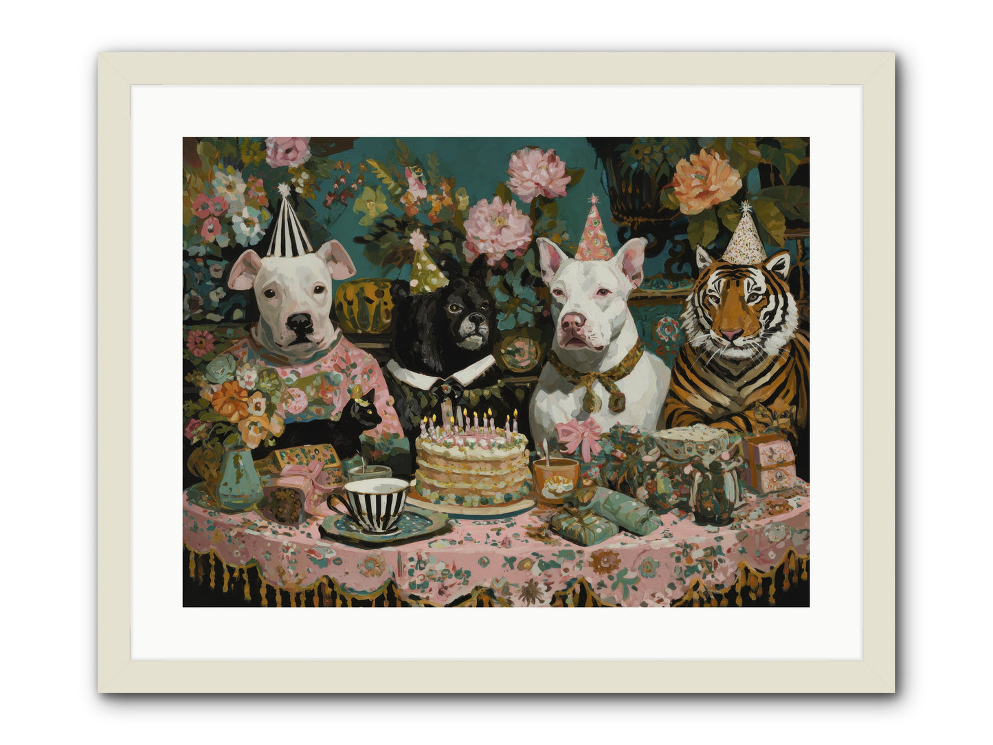 Teatime Revelry -- Framed Print - White 24x18