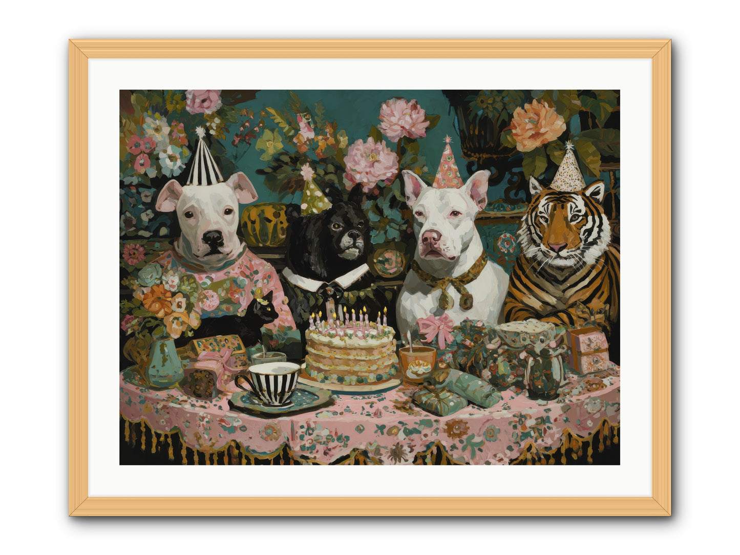 Teatime Revelry -- Framed Print - Natural 32x24