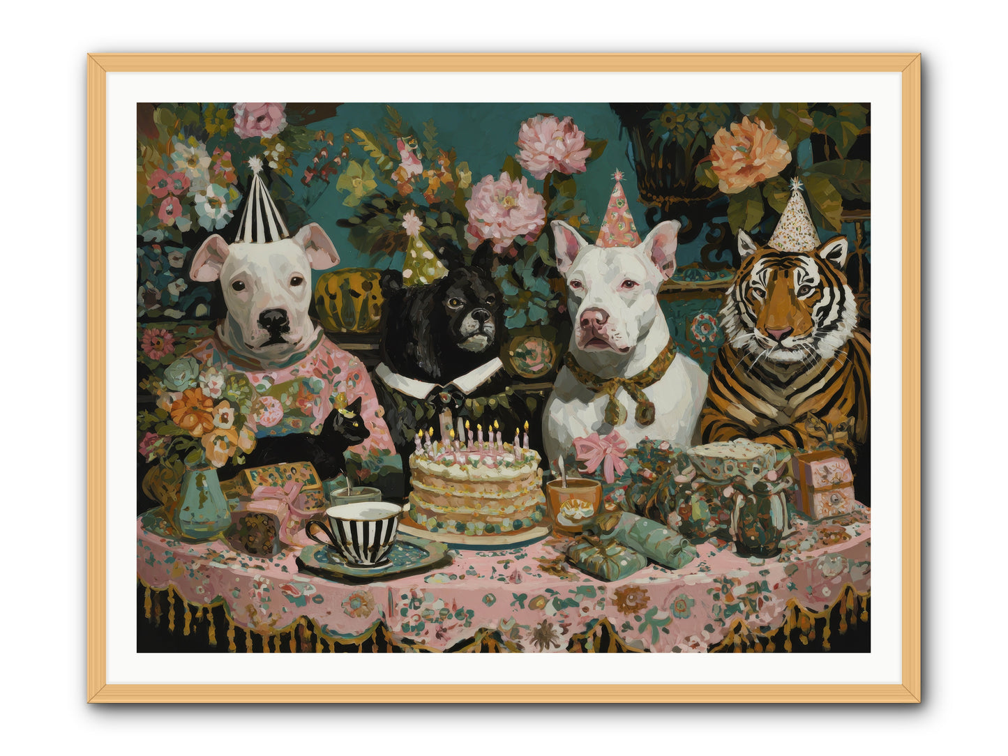 Teatime Revelry -- Framed Print - Natural 48x36