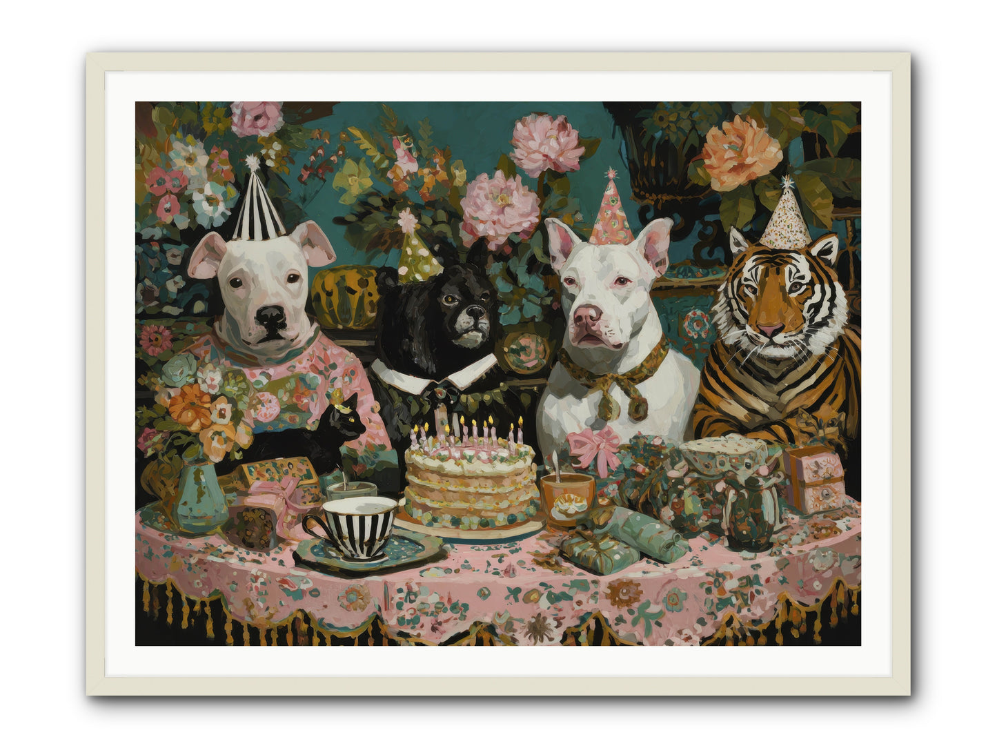 Teatime Revelry -- Framed Print - White 48x36