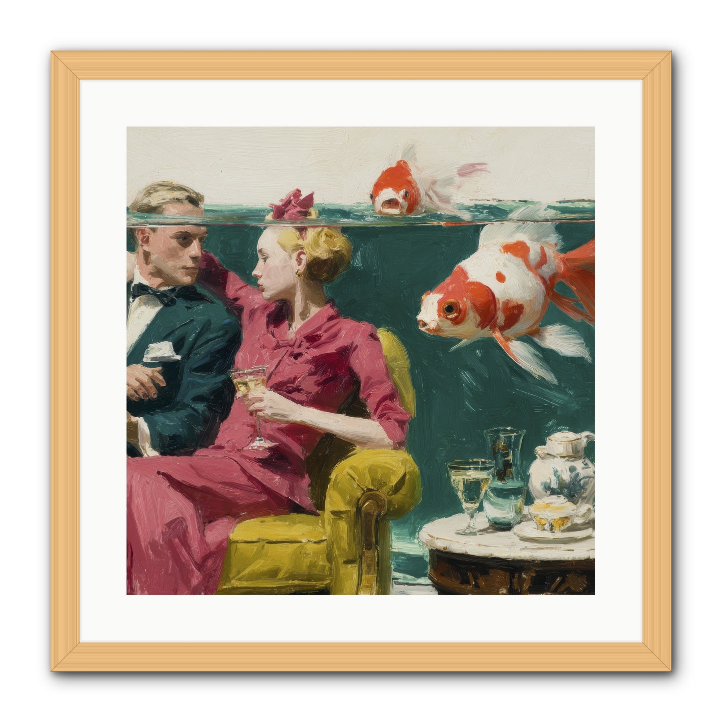 The Afternoon Revision -- Framed Print - Natural 20x20