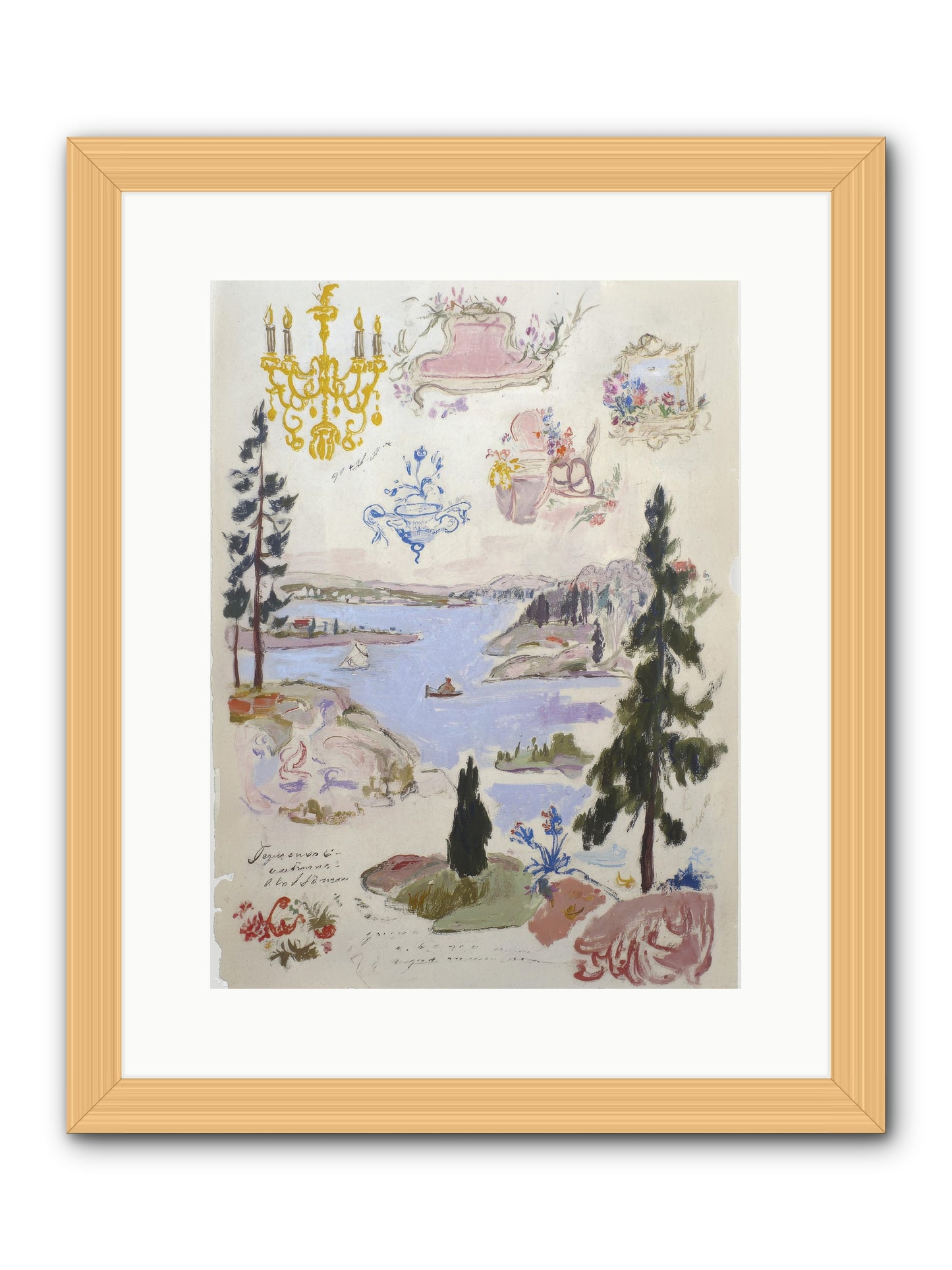 The Cartographer’s Tea Party -- Framed Print - Natural 12x16