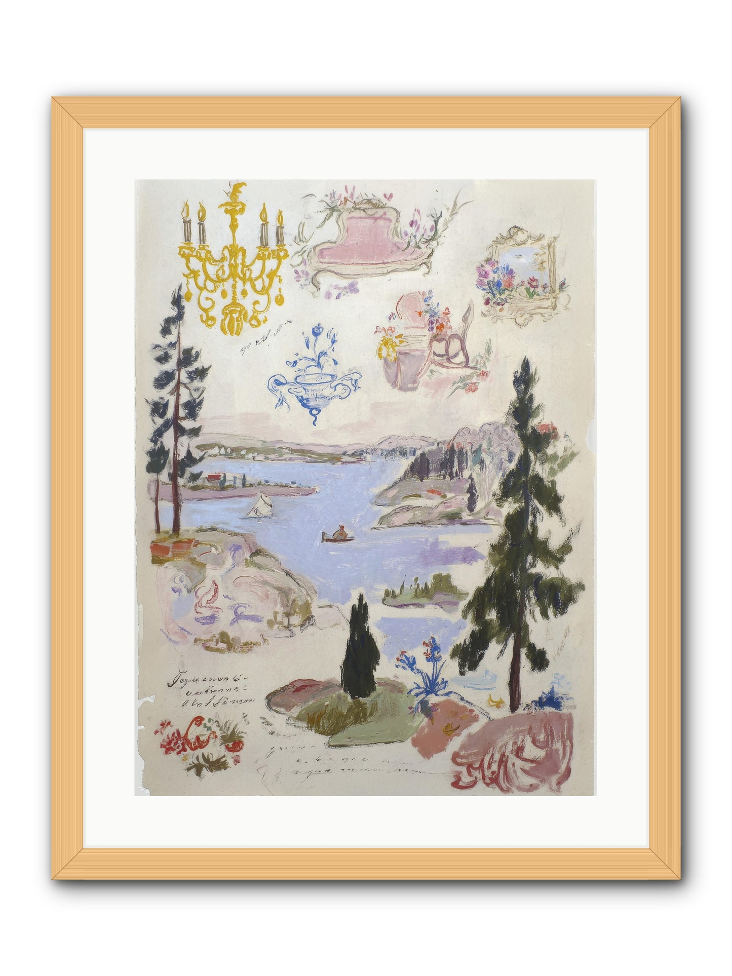 The Cartographer’s Tea Party -- Framed Print - Natural 18x24