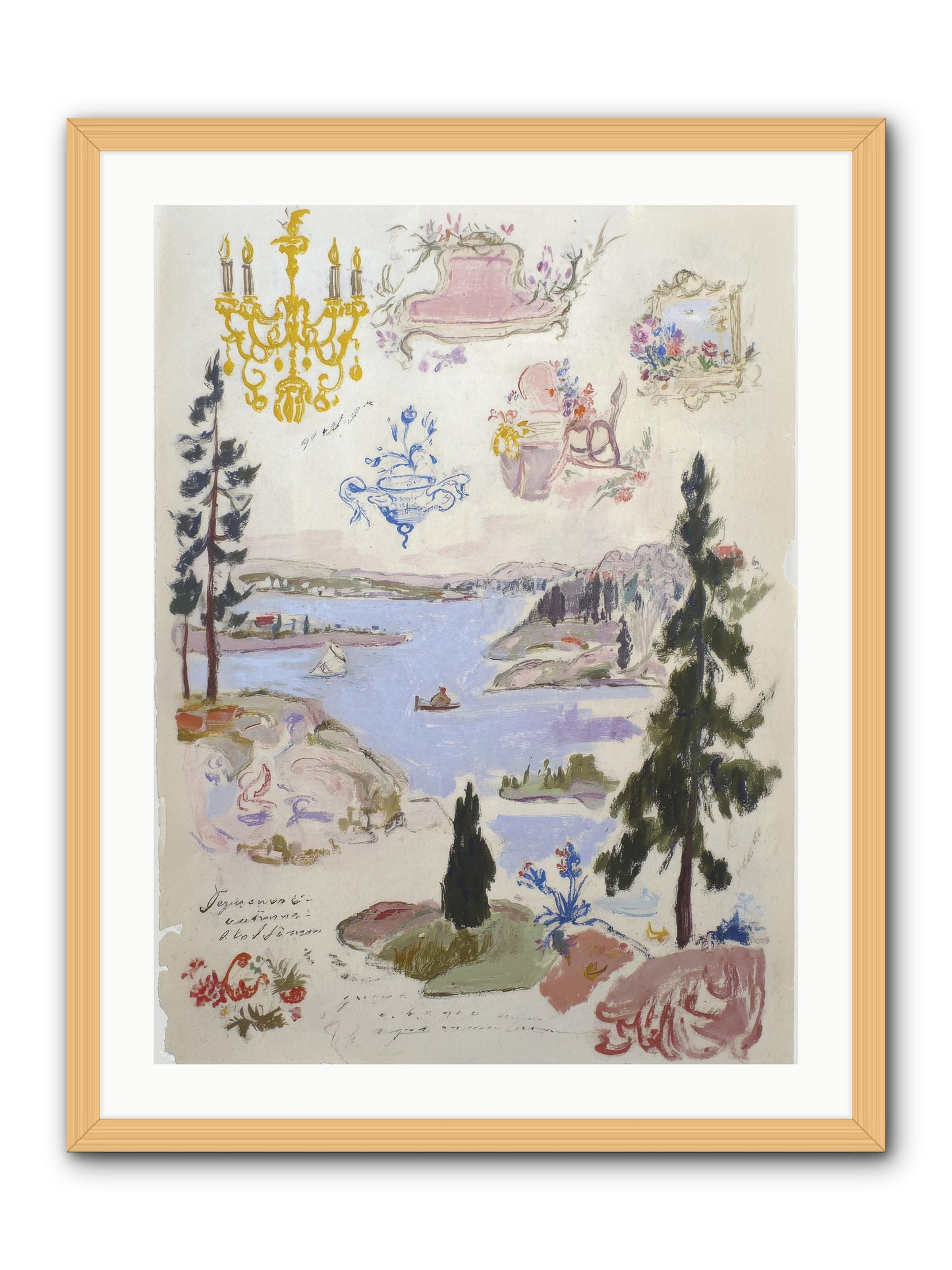 The Cartographer’s Tea Party -- Framed Print - Natural 24x32
