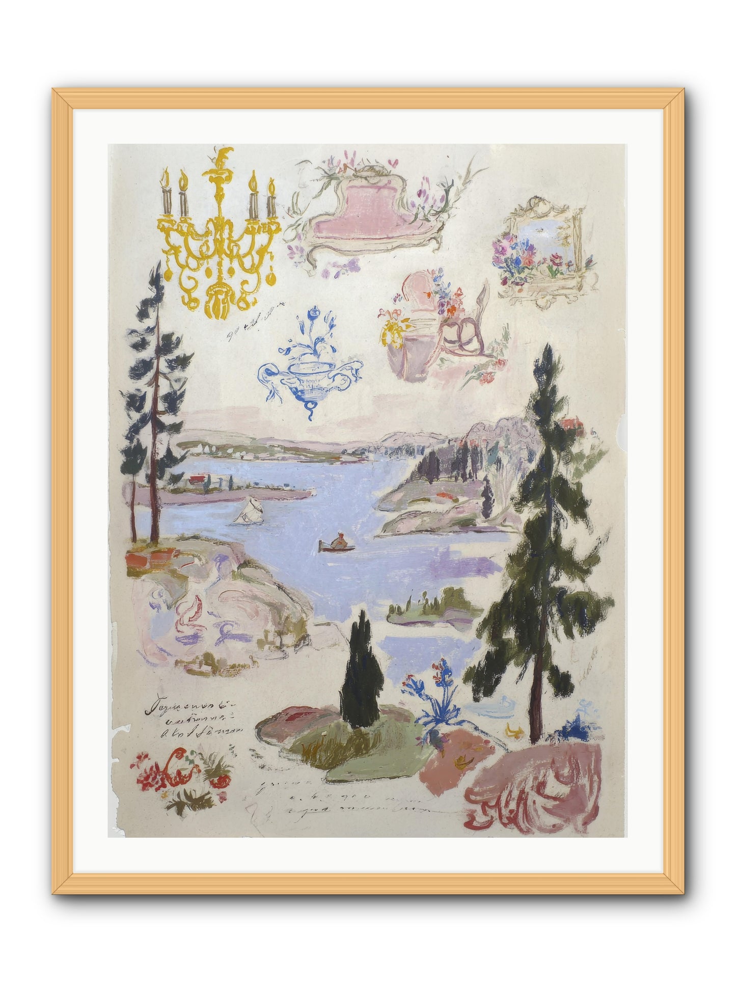 The Cartographer’s Tea Party -- Framed Print - Natural 30x40