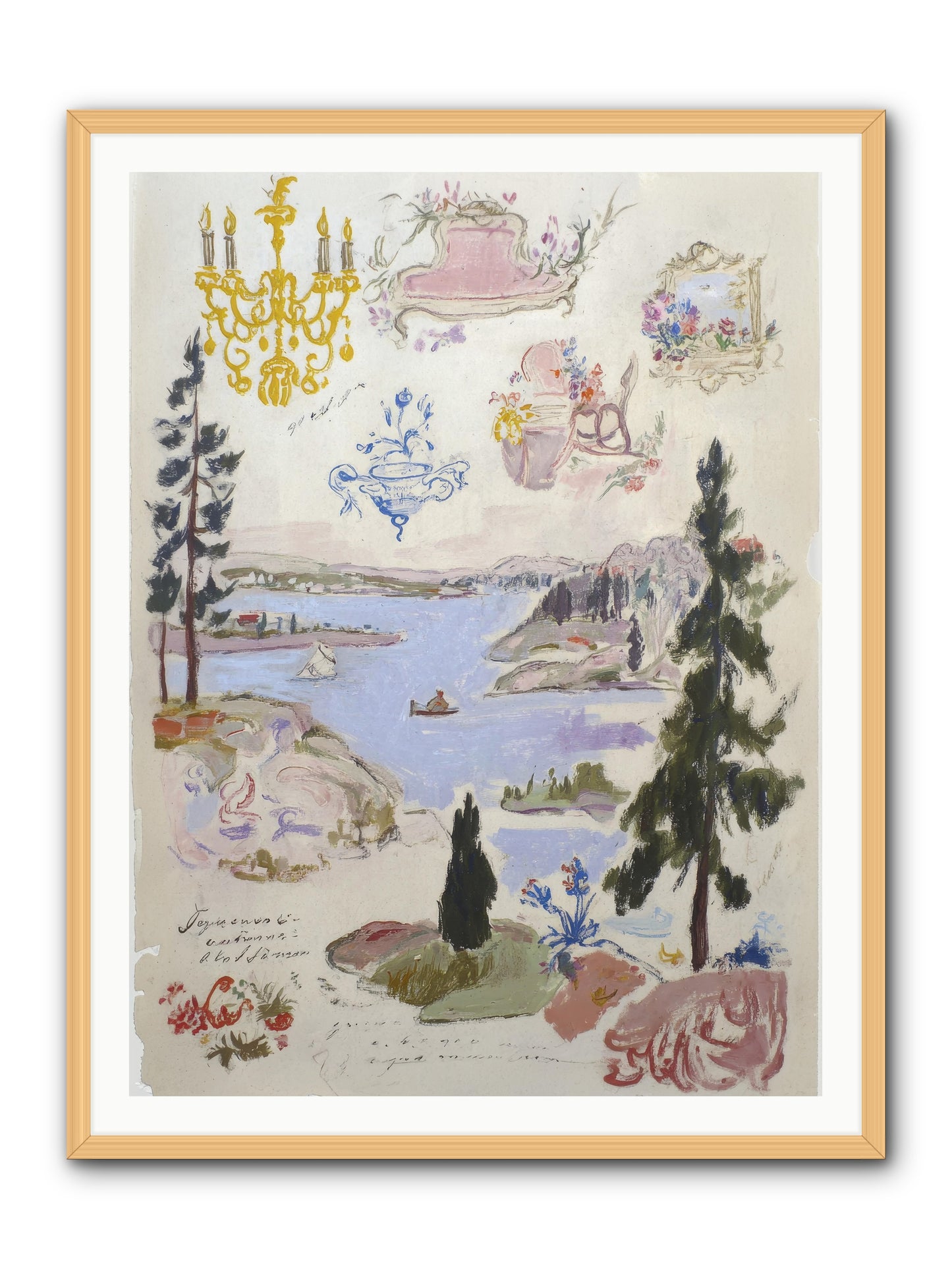 The Cartographer’s Tea Party -- Framed Print - Natural 36x48